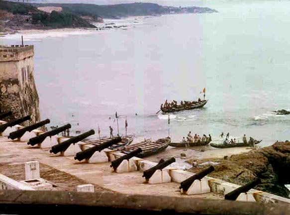 Powered canoe, inward bound. Cape Coast Castle, 2001